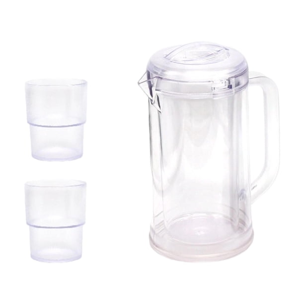Jarra de agua de doble pared, ligera, con tapa, capacidad para 2 tazas. Claro
