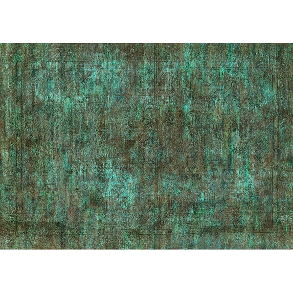 Ahgly Company Indoor Rectangle Oriental Turquoise Blue Industrial Area Rugs, 5' x 8'