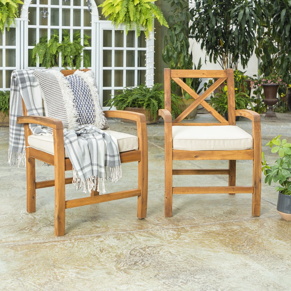 Manor Park XBack Outdoor Patio Chairs with Cushions (Set of 2), Brown