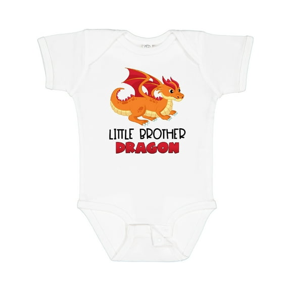 Inktastic Little Brother Cute Red and Orange Dragon Boys Baby Bodysuit