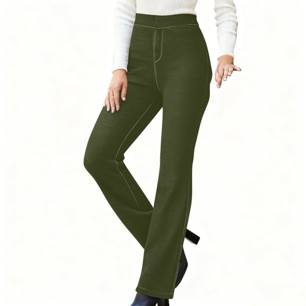 Pincandy Women's Solid Color Stretch Denim Leggings - 2 Pockets, Loose Wide Leg Fit, Perfect for Gym, Workout & Casual Wear