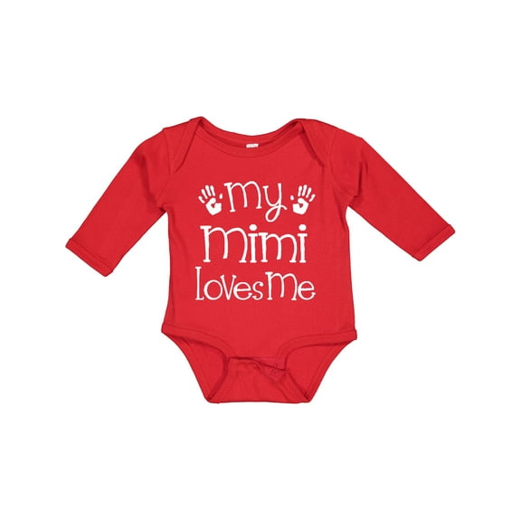 Inktastic My Mimi Loves Me Grandkids Boys or Girls Long Sleeve Baby Bodysuit