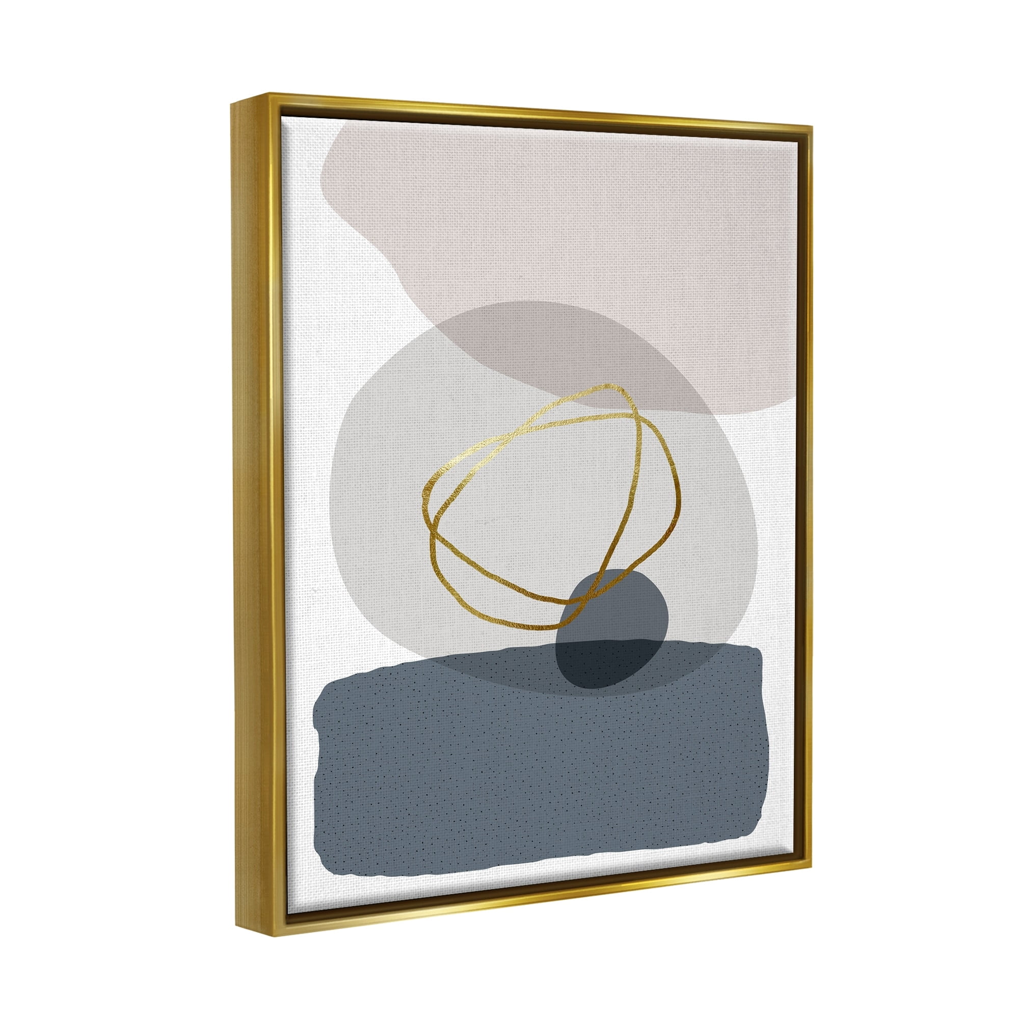 Stupell Industries Modern Contemporary Abstract Rock Shapes Glam Detail Metallic Gold Framed Floating Canvas Wall Art, 16x20, by Urban Epiphany