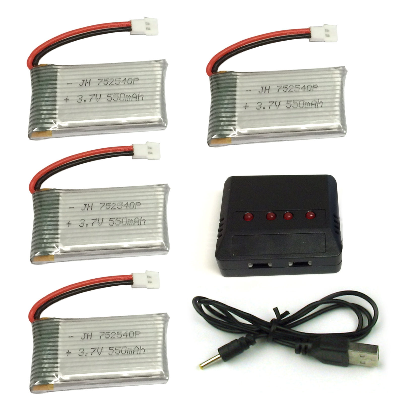 Cheerwing 3.7V 550mAh Lipo Battery (4PCS) with 4 In 1 Battery Charger for Syma  X5SW X5 X5C X5C-1 RC Quadcopter Drone Parts - Walmart.com