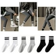 thumbnail image 2 of Black, white and grey parallel bars mid-leg socks, 2 of 8