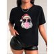 thumbnail image 1 of Playera Deportiva Manga Corta Mujer Dry-FitCasual Crew Neck T-Shirt for Women with Cool Santa Print - 100% Polyester, Medium Stretch, Knit Fabric, Hip-Hop Style, Short Sleeve Top for Spring/Summer/F, 1 of 8