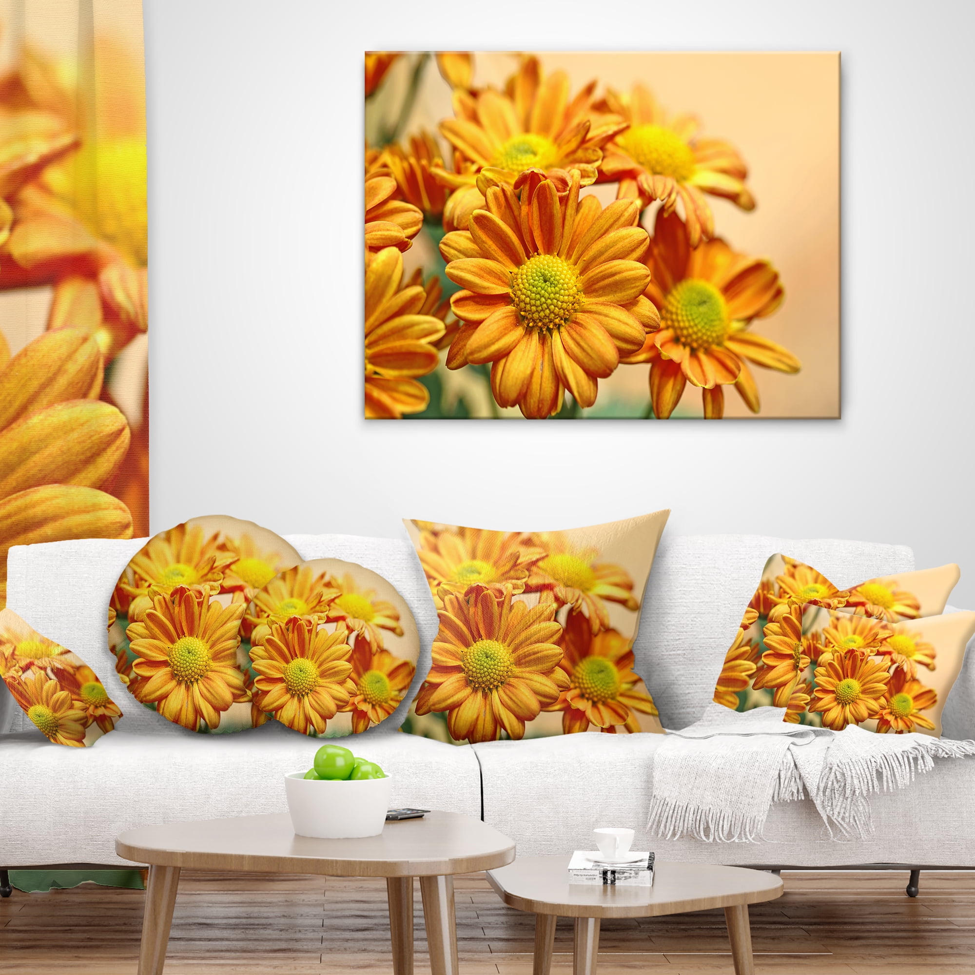 Designart Yellow Flowers in the Garden - Floral Throw Pillow - 12x20