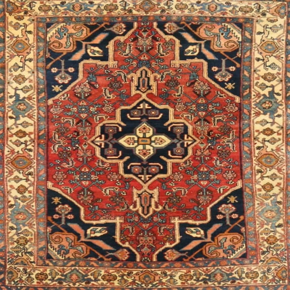 Ahgly Company Indoor Square Traditional Fire Brick Red Oriental Area Rugs, 8' Square
