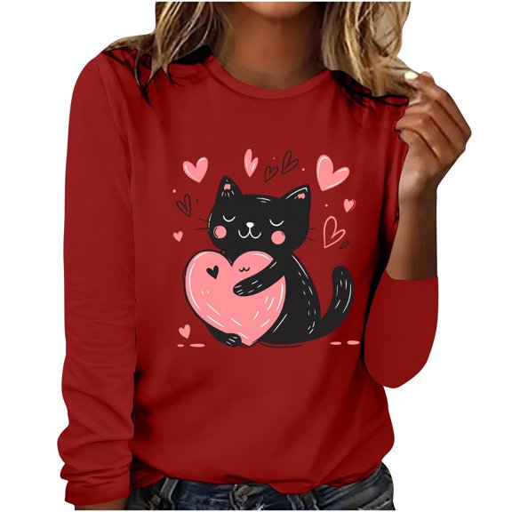Christmas Sweatshirt for Women Meowy Christmas Pullover Cat Lover Xmas Tops Merry Catmas Sweater