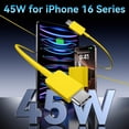 thumbnail image 2 of Cargador de teléfono Ubearkk, 45 W, USB-C PD Fast, cable de 3 m, paquete de 2, 2 of 7
