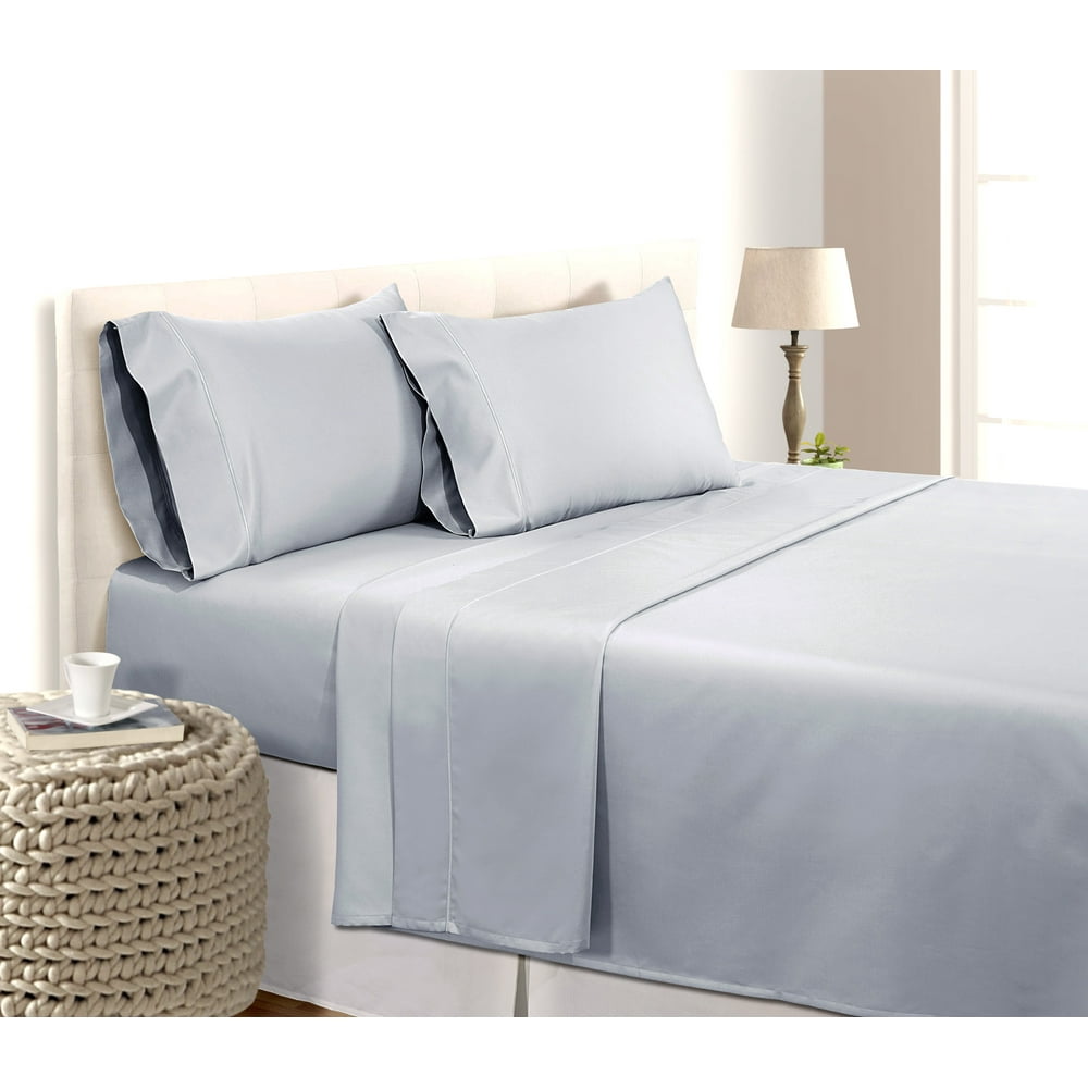 500 Thread Count 100 Pima Cotton Ultra Soft 4 piece Sheet Set , Queen Light Grey Walmart