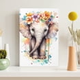 thumbnail image 3 of WFSposter Nursery Animal Canvas Wall Art Baby Elephant Picture Prints Wild Animal with Floral Paintings for Kid Room Decor Framed, 3 of 7