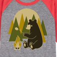 thumbnail image 3 of Instant Message - Bear Roasting Marshmallows - Toddler & Youth Raglan Graphic T-Shirt, 3 of 7