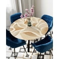 thumbnail image 5 of nqOlkjepod Tropical Leaves Round Tablecloth, Fitted Table Cover with Elastic for 55"-60" Round Tables, Vintage Abstract Summer Leaf Table Cloth Outdoor Indoor Dinning Party Waterproof Tablecloths, 5 of 6