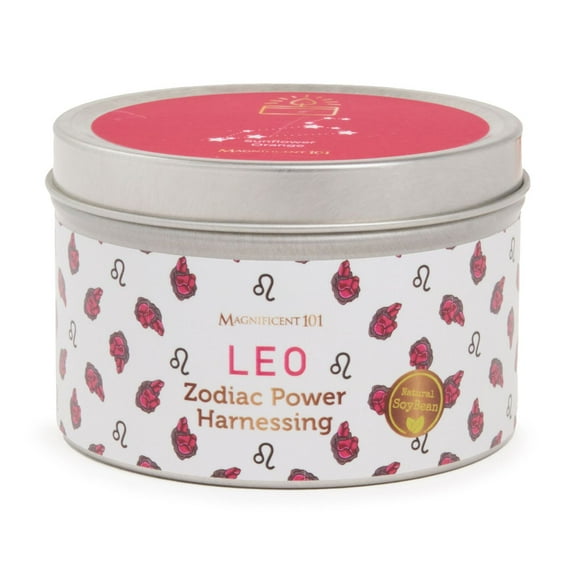 Magnificent 101 Long Lasting Leo Zodiac Candle | 6 Oz - 35 Hour Burn | All Natural & Organic ‎‎Sunflower Orange Scented Soy Wax Candle | Harness the Power of Astrological Signs to Find Your Strength