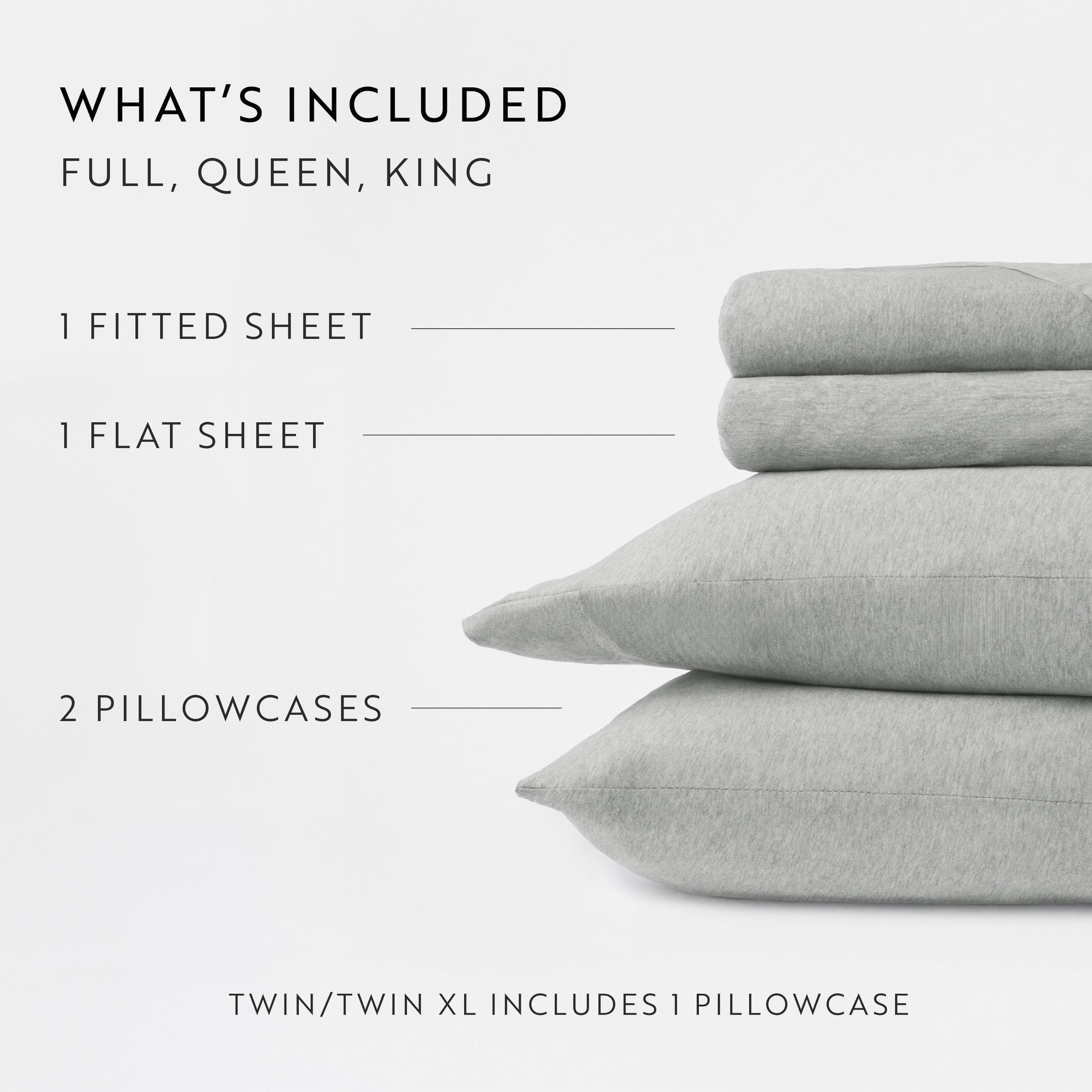 Noble Linens 4 Piece Jersey Knit 100% Cotton Sheet Set, Light Gray, Twin