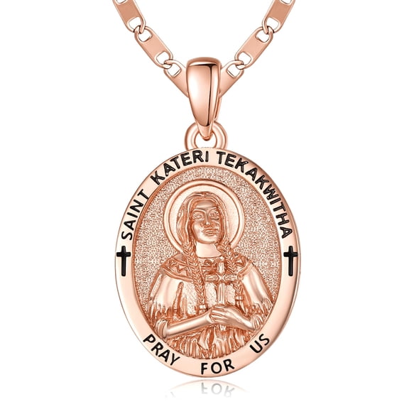 TANGPOET St Kateri Tekakwitha Medal Pendant Necklace Protection Necklace