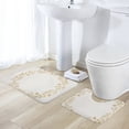 thumbnail image 5 of Gold Floral Round Frame Bathroom Rugs Set 2 Pieces, Bathroom Set - Quick Drying Bath Mat And U-Shaped Toilet Rug, Water Absorbent Bath Carpet For Bedroom Floor Living Room, Machine Washable, 5 of 6