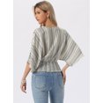 thumbnail image 4 of DARING DIVA Women's V Neck Chiffon Smocked Batwing Blouses S Apricot, 4 of 8