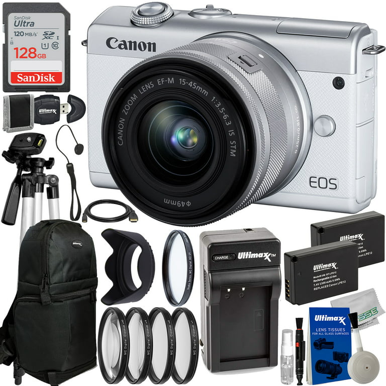 Canon EOS M200 Mirrorless Camera with 15-45mm Lens (White) with