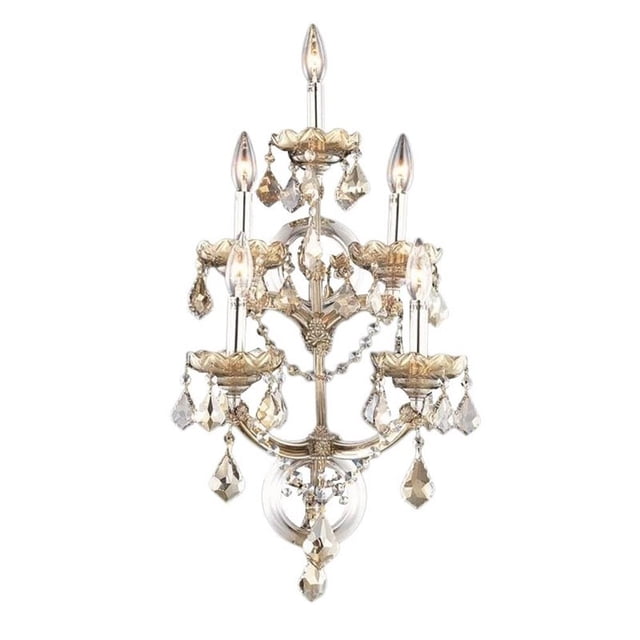 Elegant Lighting Maria Theresa Transitional 5 Light E12 Golden Teak Wall Sconce