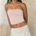thumbnail image 6 of Sexy Sleeveless Shirts for Women，Women'S Striped Tube Top Strapless Ruched Slim Fit Y2K Crop Bandeau Tops, 6 of 7