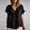 Black, variant on Women's Ruffled V-Neck Blouse Short Sleeve Casual Loose Fit Textured Button Front Cotton Summer Boho Top