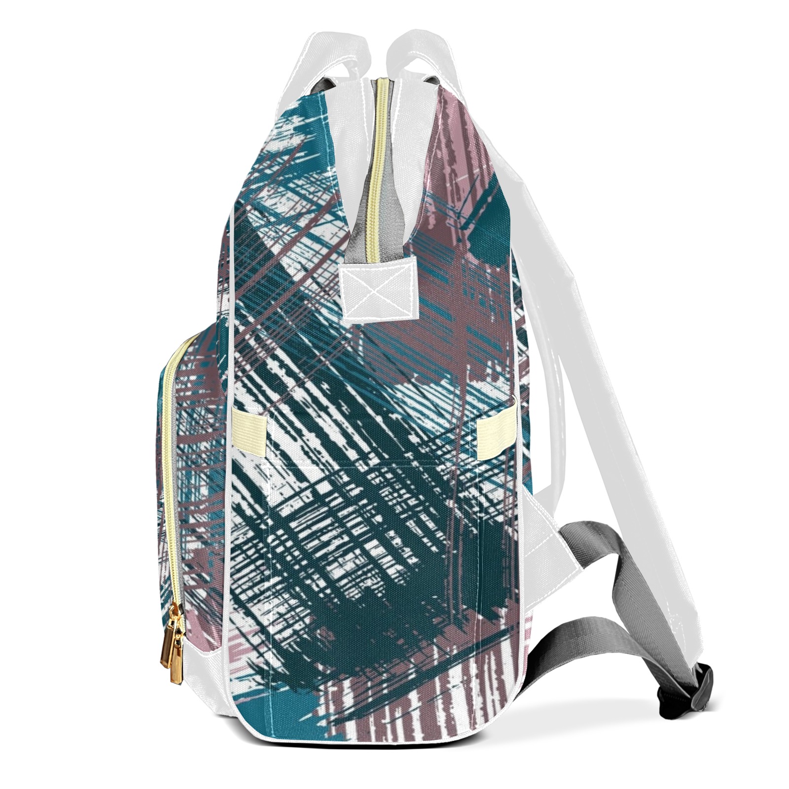 Abstract Geometric Pattern Diaper Bag Backpack – Large Capacity, Insulated Baby Bottle Pocket, Multifunctional Mommy Bag for Boys & Girls