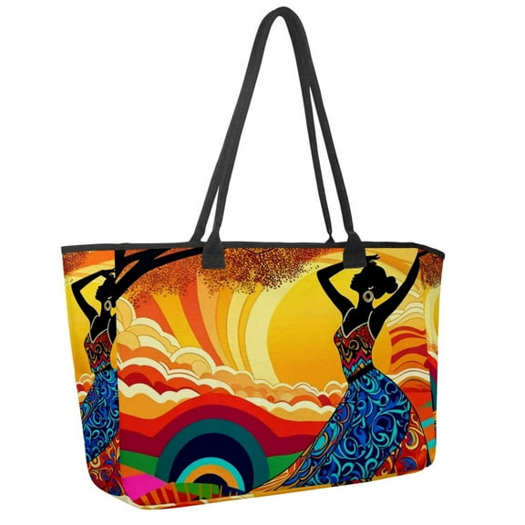 Big Shoulder Handbags for Women,Exotic Tribes African Women Large Casual Tote Bags for Work Travel Commuter Shopping Trendy Handbag