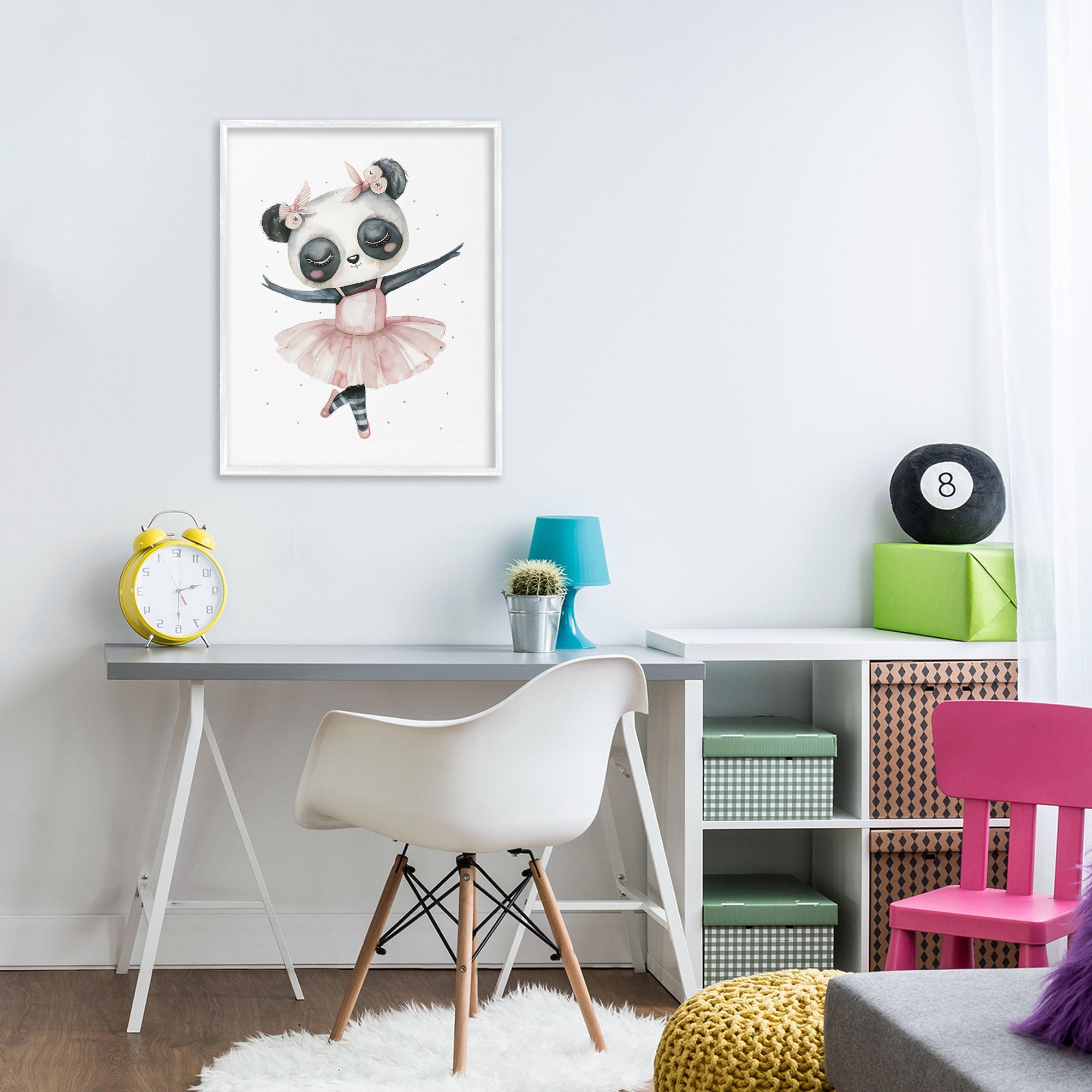 Stupell Industries Ballerina Panda in Pink Tutu White Framed Giclee Art, design by LSR Design Studio