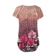 thumbnail image 5 of Aloohaidyvio Tops,Women Fashion V- Neck Floral Printed Tunic Tops Buttons Short Sleeve T-Shirt, 5 of 5