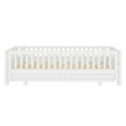 thumbnail image 6 of Bellemave Twin XL Montessori Bed, Solid Wood Twin XL to Queen Floor Bed with Guardrails,Platform Beds Frame for 2,Extending Bed Frame for Living Room or Bedroom (Twin XL/Queen,White）, 6 of 8
