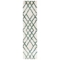 thumbnail image 2 of SAFAVIEH Berber Kyle Geometric Shag Runner Rug, Ivory/Green, 2' x 8', 2 of 11