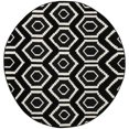 thumbnail image 1 of SAFAVIEH Dhurries Collection 8' x 8' Round Black/Ivory DHU556L Handmade Flatweave Premium Wool Area Rug, 1 of 3