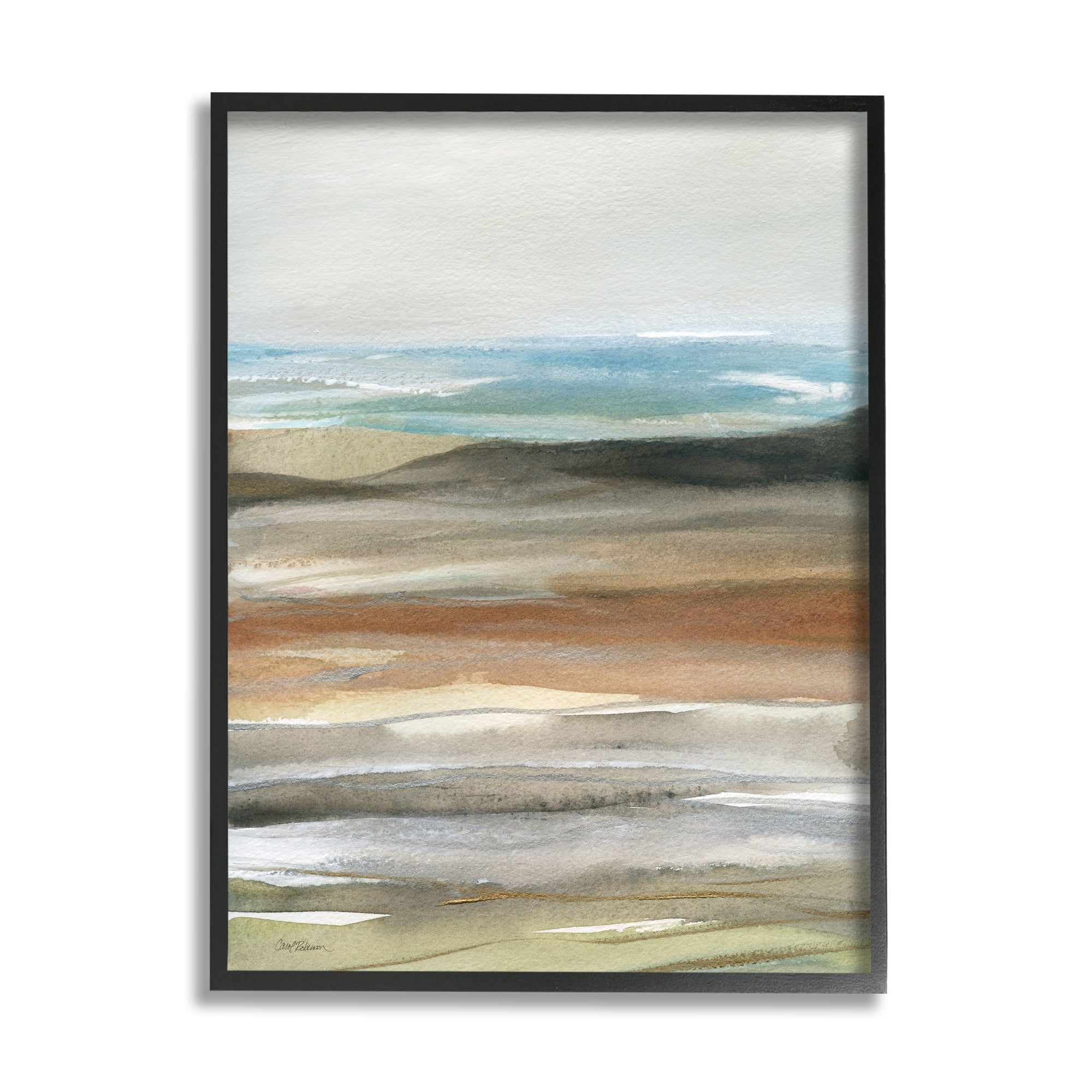 Stupell Industries Abstract Beach Landscape Painting Abstract Painting Gray Framed Art Print Wall Art