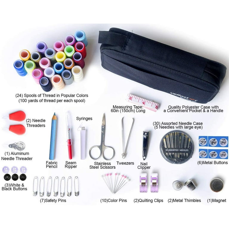 Sewing Kit Premium Repair Set - Complete Needle And Thread Kit For  Sewingover 100 Supplies & 24-color Threads - Sewing Kits For Adults For  Quick Fixes