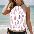 thumbnail image 2 of adviicd Bathing Suit Tops Women Ruffle High Waisted Tankini Swimsuit Tummy Control Bathing Suit(Light Purple,S), 2 of 7