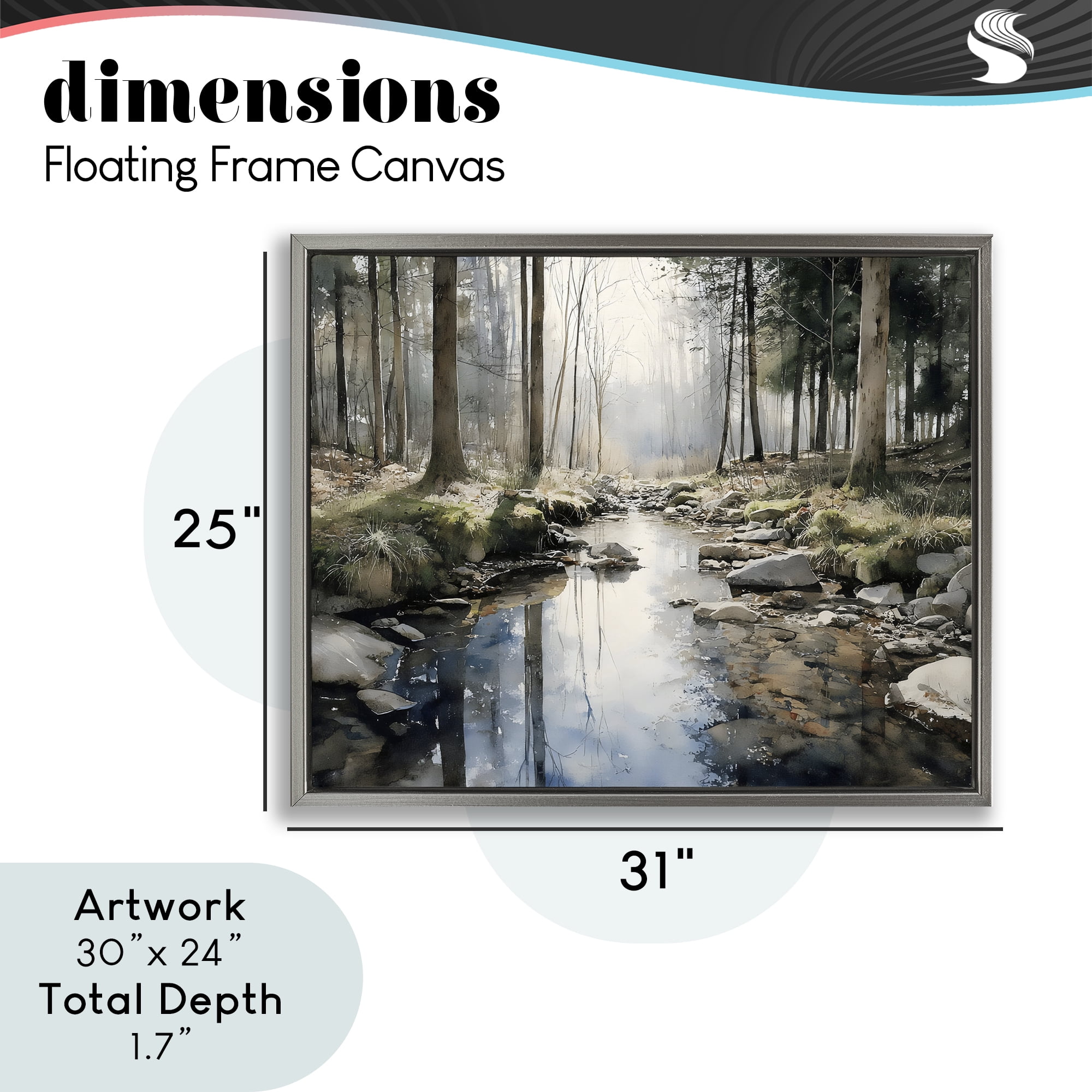 Stupell Industries Rock Creek in Morning Mist Gray Framed Floater Canvas Wall Art, design by Franklyn Gregory