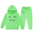 thumbnail image 5 of Hessimy Toddler Boys Girls Spring Summer Cartoon Print 2Pcs Long Sleeve Sweatshirt Tops Pants Warm Sweatsuit, Warm Sweat Comfort(Green,8-9 Years), 5 of 7