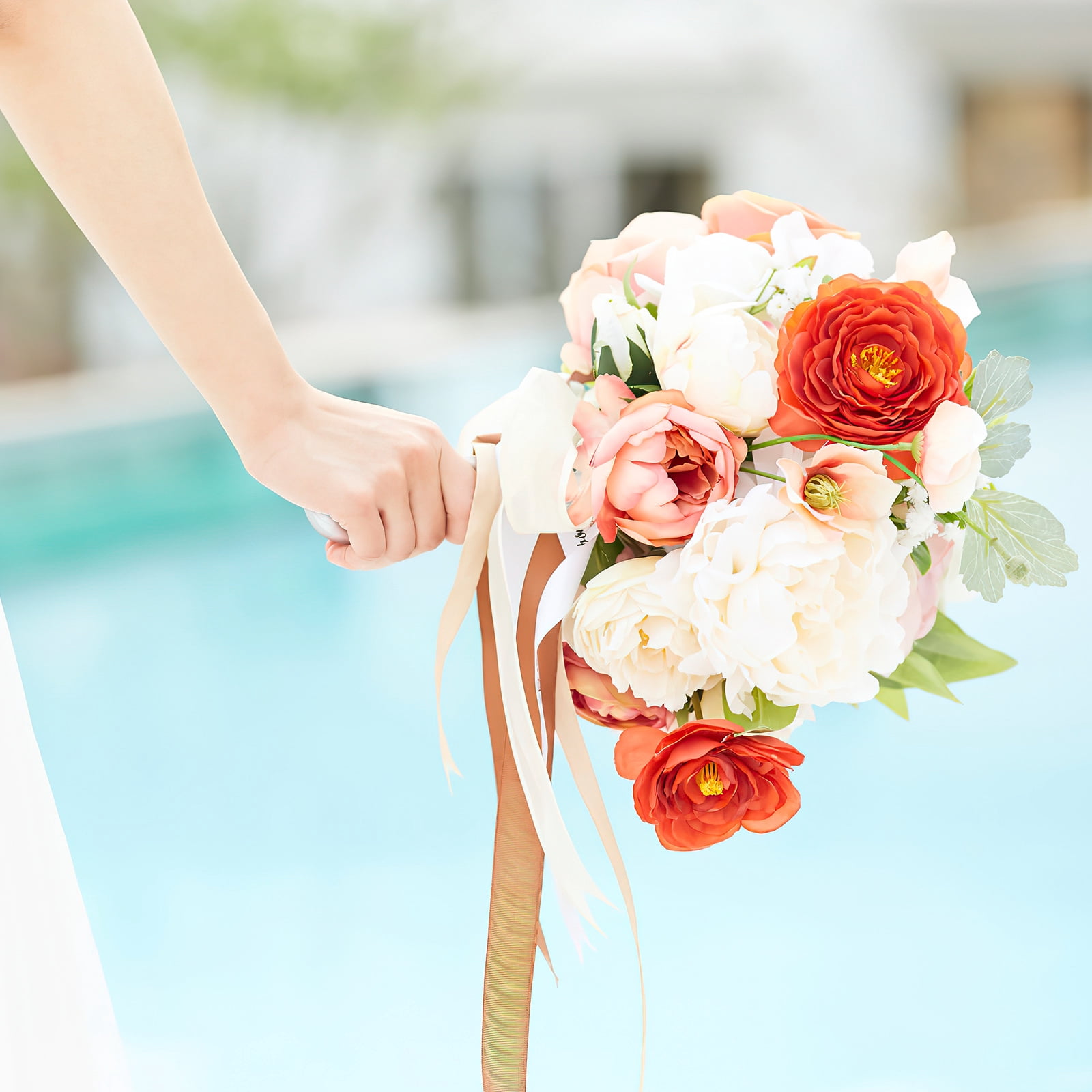 Amosfun Plastic Bridal Bouquet Holder Green Wedding Floral Handle for Pet Use 4Pcs