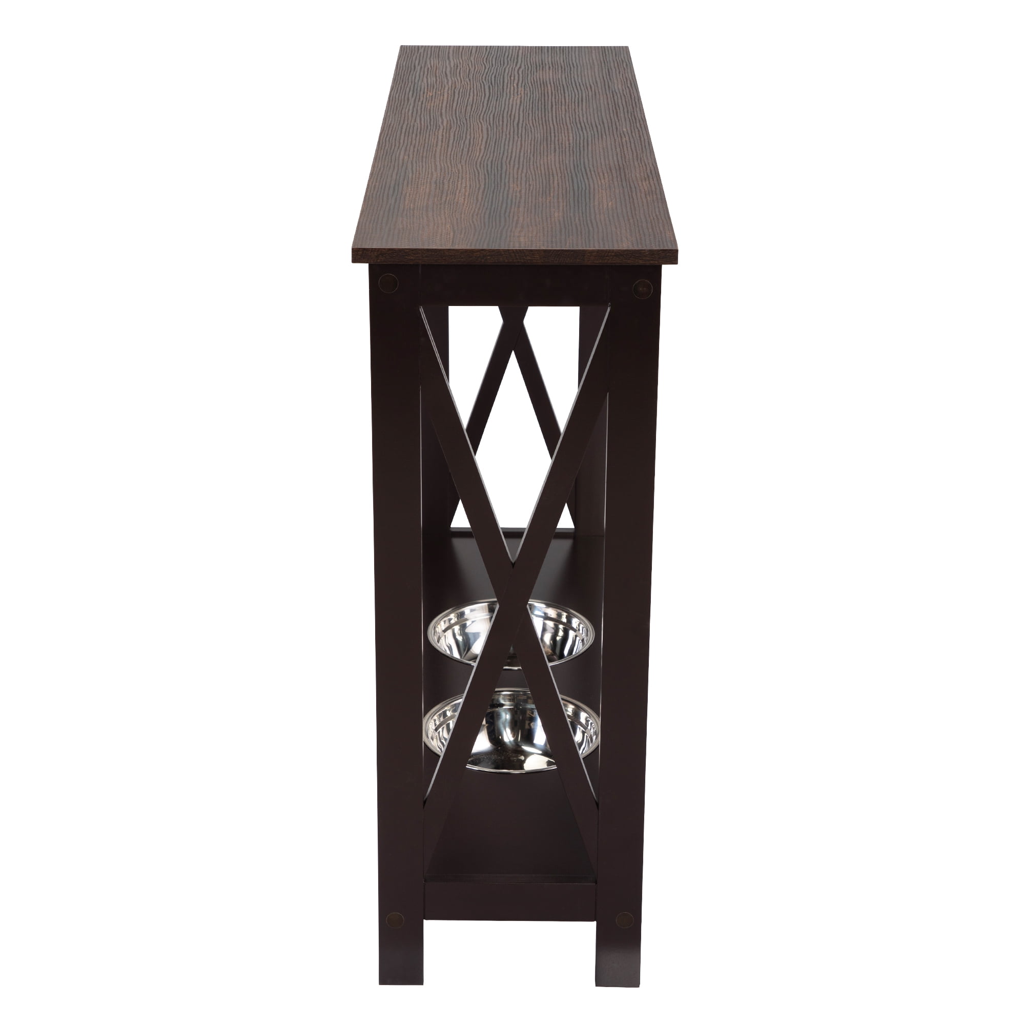 Private Jungle Console Table Hallway Stand, Narrow Sofa Side Table with Pet Feeding Station (Black) Private Jungle Console Table Hallway Stand, Narrow Sofa Side Table with Pet Feeding Station (Black)
