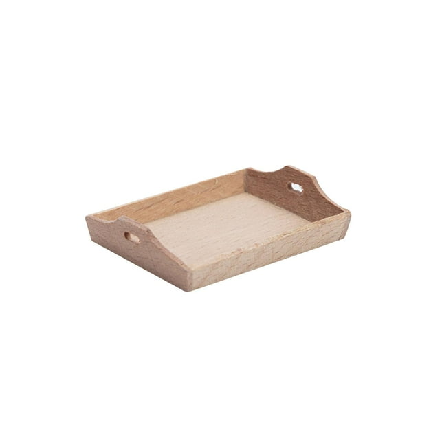 Bandeja de Servicio para , Juego de Cocina para , Juguetes Educativos para Edades Tempranas, Bandejas de Comida Decorati , Madera clara SM SunniMix Bandeja de servicio de casa de muñecas