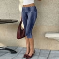 thumbnail image 6 of Women Y2K Fold Over Capri Leggings Elastic High Waist Knee Length Stretch Yoga Pants Slim Fit Going Out Crop Trouser, XL, 6 of 8