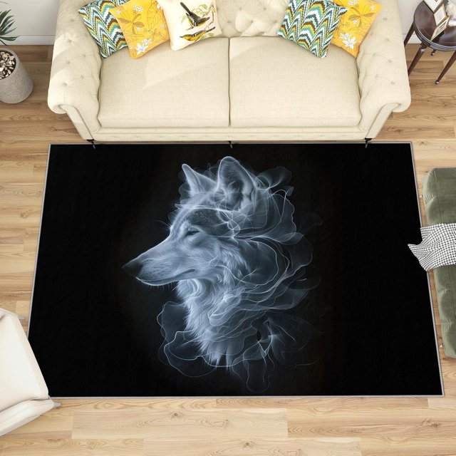 2x3 Rug, Wolf Door Mat, Wild Animal Wolves Rug, Black and White Rugs for Entryway, Washable & Non Slip & Soft Low Pile Small Carpet, Indoor Doormat, Wolf Home Decor & Gifts