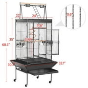 Yaheetech 68.5 H Metal Rolling Bird Cage Parrot Cage,Black