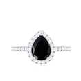 thumbnail image 4 of Rosec Jewels Black Onyx Teardrop Ring for Women with Diamond Halo (5X7 MM Pear Shape Onyx), 14K White Gold, US 12.50, 4 of 8