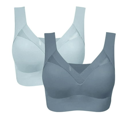 Baodmurt Push Up Bras Set for Women Lounge & Sleep Adaptive Wireless Lingerie  Underwear  Light Blue+Gray 34ABCDE