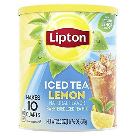 Lipton Lemon Iced Tea Mix, Sweetened Black Tea Powder, 23.6 oz, Makes 10 Quarts