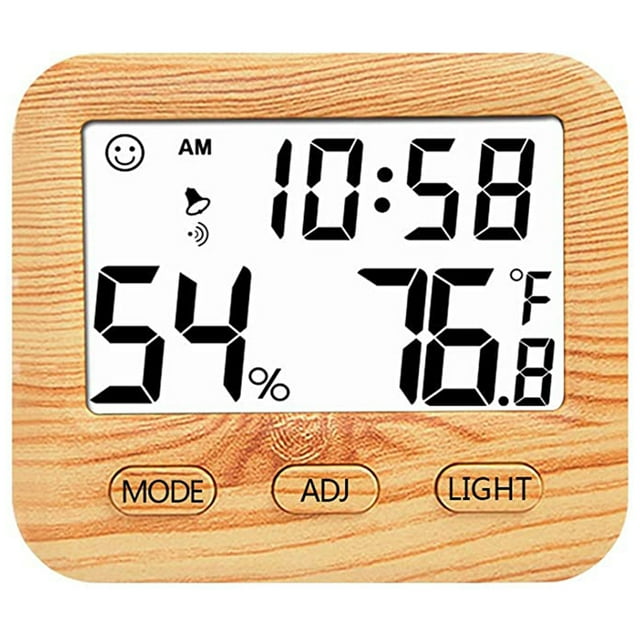 Termómetro de ambiente con indicador higrómetro con reloj incorporado y visualización de la hora para el hogar y la oficina