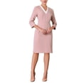 thumbnail image 2 of VESTIDO LÁPIZ DE MANGA 3/4 DE MUJER INSPIRAR CHIC, CUELLO EN V, COLOR DE CONTRASTE, VESTIDOS ELEGANTES DE TRABAJO, TALLA XL, ROSA, 2 of 5